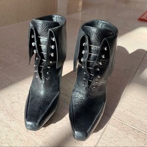 3.1 Phillip Lim Leather Metal Bar Flap Booties